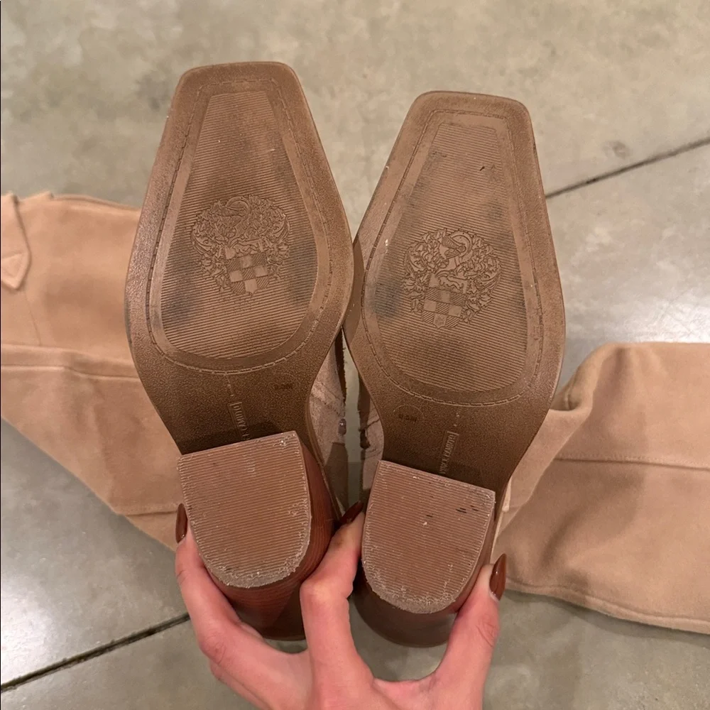 Vince Camuto -  VC-AFELIA - Beige Suede Heeled Boots - Picture 4 of 8